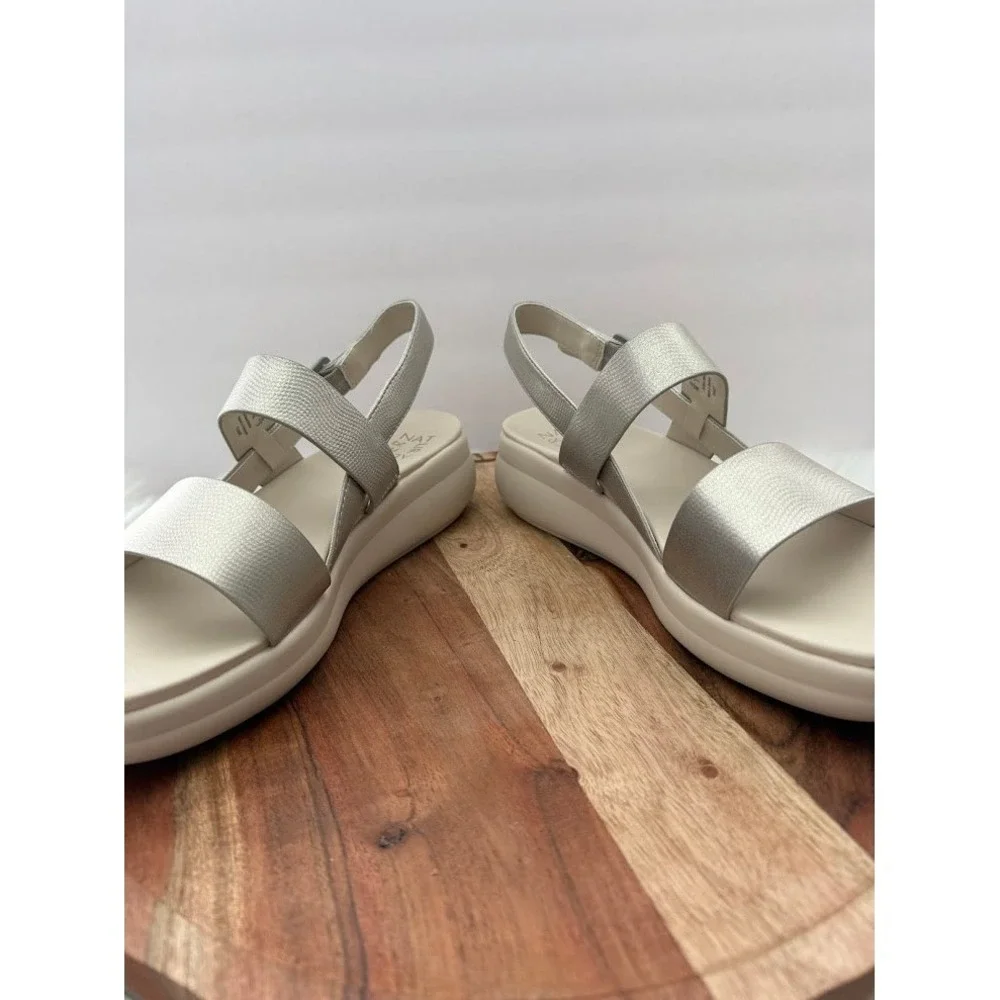 Naturalizer Coast Warm Silver Platform Sandals Womens 11M J0470S4020 New in Box